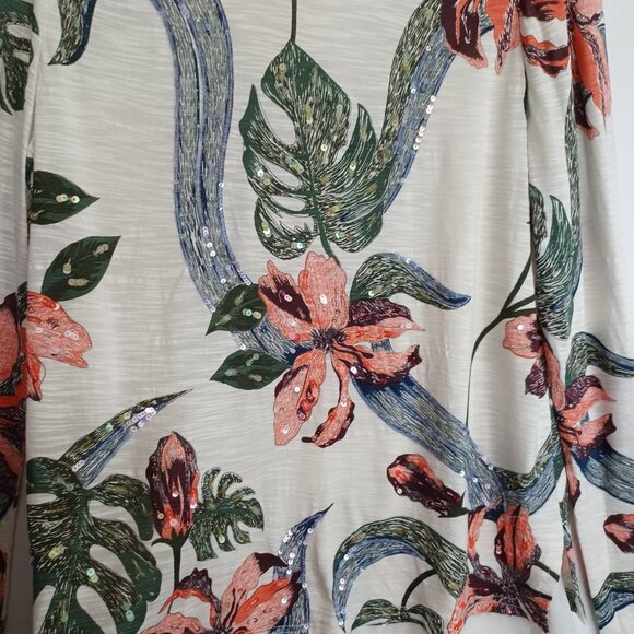 Soft Surroundings Floral Sequin Tunic Multicolor Petal Appeal Blouse Size Medium - Picture 6 of 9